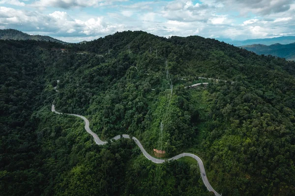 Camino Montaña Árboles Verdes Desde Arriba Pai Tailandia —  Fotos de Stock