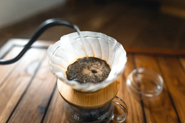 Dripping Coffee Slow Coffee Home Hot Water Drop Coffee — Stock Photo, Image