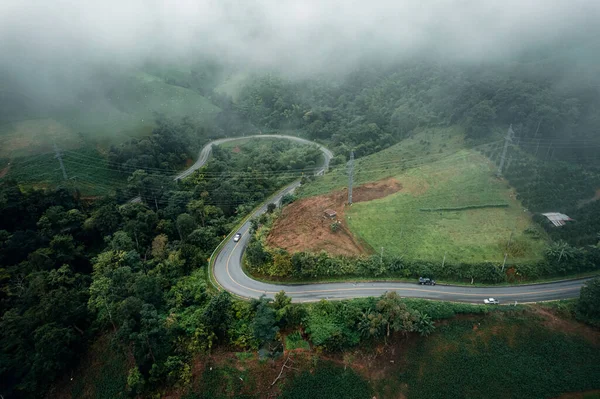 Horská Cesta Deštivém Zamlženém Dni Cesta Pai — Stock fotografie