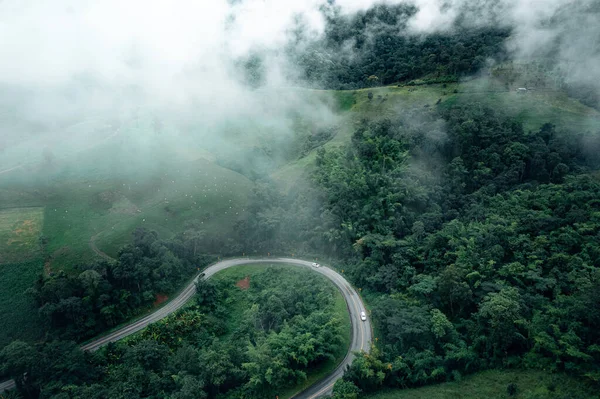 Bergweg Regenachtige Mistige Dag Weg Naar Pai — Stockfoto