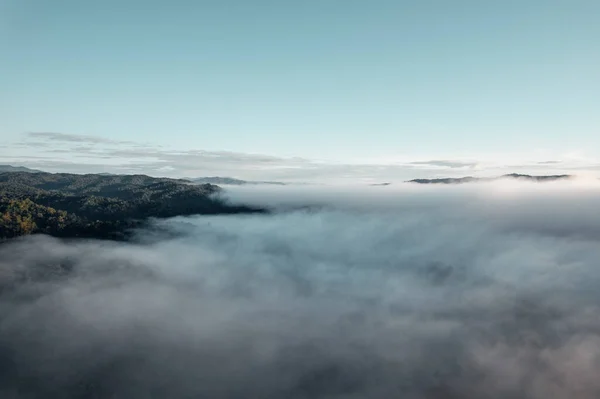 Niebla Mañana Las Montañas Desde Arriba — Foto de Stock