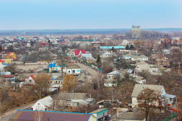 Вид з на пташиного польоту міста Козелець — стокове фото