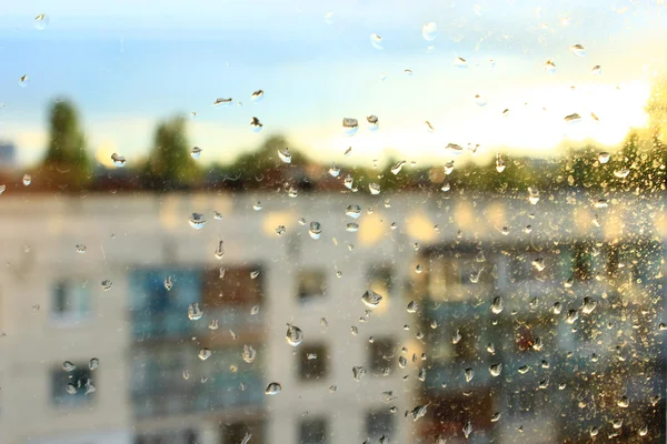 Gotas de água em vidro — Fotografia de Stock