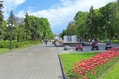 İnsanlar şehir Park Lale ile dinlen