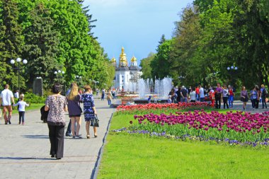 İnsanlar şehir Park Lale ile dinlen