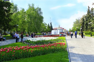 İnsanlar şehir Park Lale ile dinlen