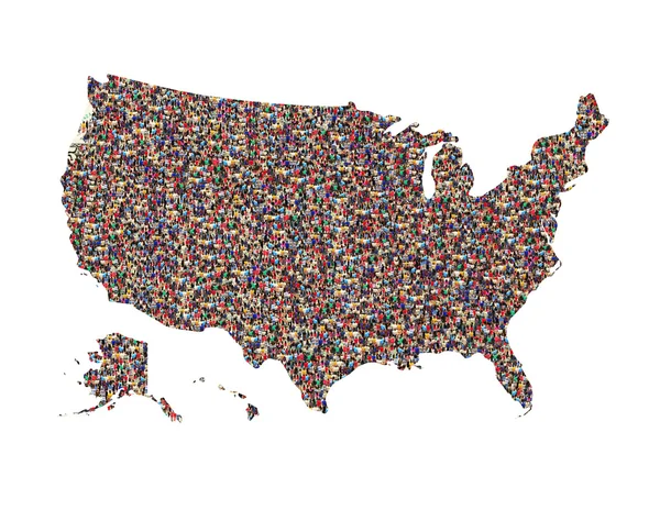 Map of USA with people isolated — Stock Photo, Image