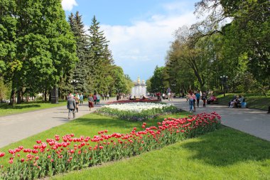 İnsanlar şehir Park Lale ile dinlen
