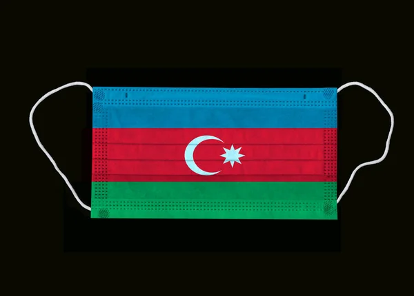Védő Orvosi Azerbajdzsáni Állami Zászlós Maszk Illusztráció Védőmaszk Azerbajdzsáni Nemzeti — Stock Fotó
