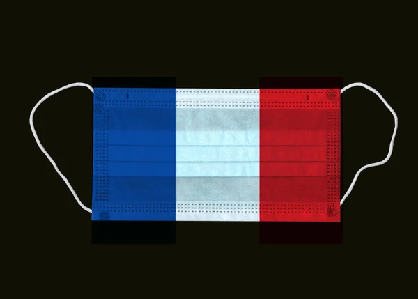 Ochranná Maska Obličeje Francouzského Státu Vlajky Ilustrace Ochranná Maska Francii — Stock fotografie