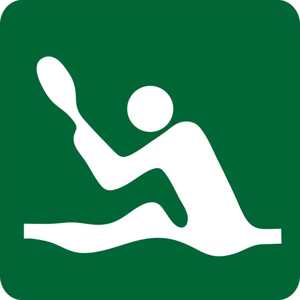 Sports illustration of canoeing. Sportive pictogram. Image of Olympic sport kayaking. Icon of sport. Kinds of sports canoeing. Sportive icon. Human silhouette in sport