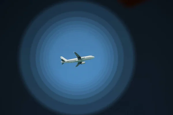 Plane Flying High Sky View Air Liner Flying Blue Sky — Stock Photo, Image