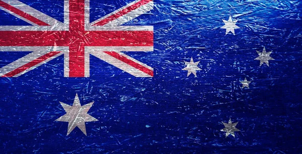 Drapeau Australien Sur Surface Froissée Symbole Australien Sur Surface Rayée — Photo