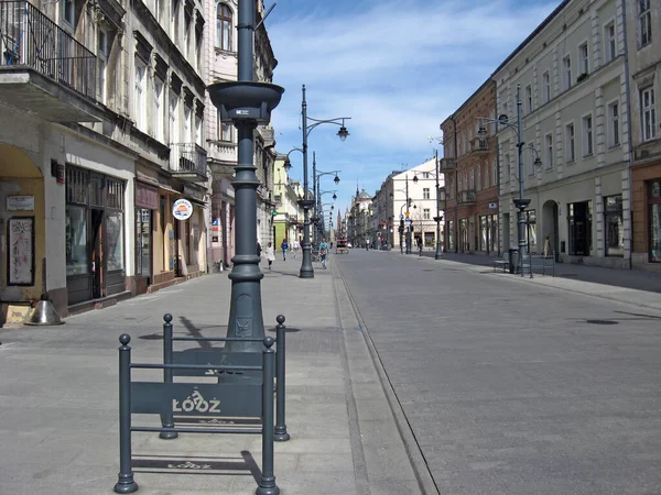 Lodz Polónia Abril 2019 Vista Pavimento Rua Lodz Arquitetura Urbana — Fotografia de Stock