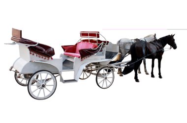 promenade coach with two harnessed horses isolated clipart