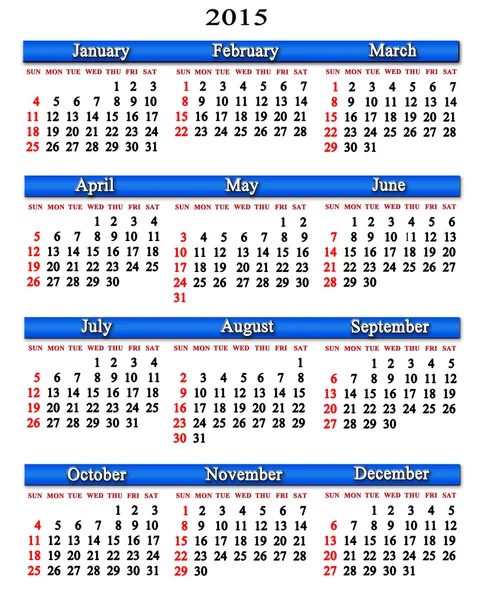 Календарь на следующий 2015 год с голубой лентой — стоковое фото