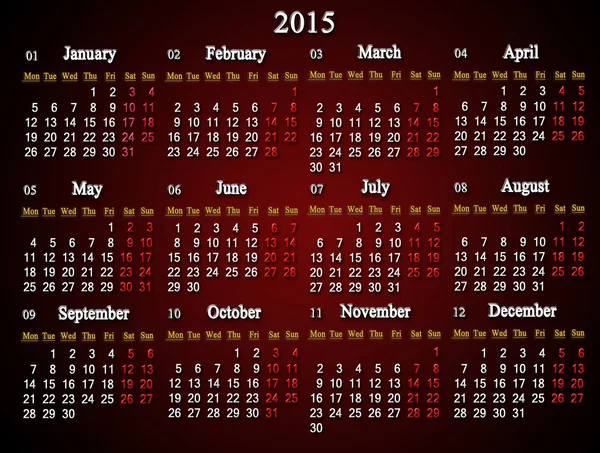 Claret calendar for 2015 year — Stock Photo, Image