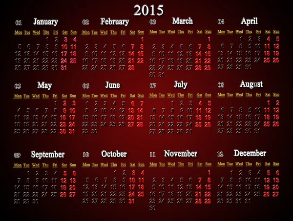 Claret calendar for 2015 year — Stock Photo, Image