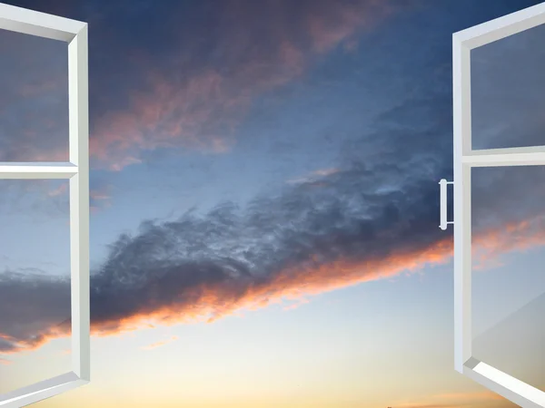 Fenster zum Sonnenuntergang geöffnet — Stockfoto