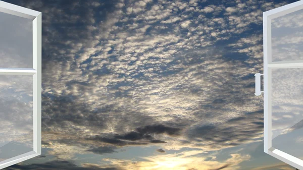 Janela aberta para o pôr do sol — Fotografia de Stock