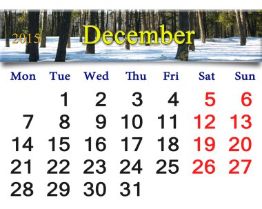 Aralık 2015 resmi kış orman olan için takvim