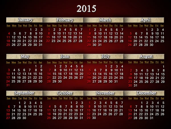 Bordó naptári évre 2015 — Stock Fotó