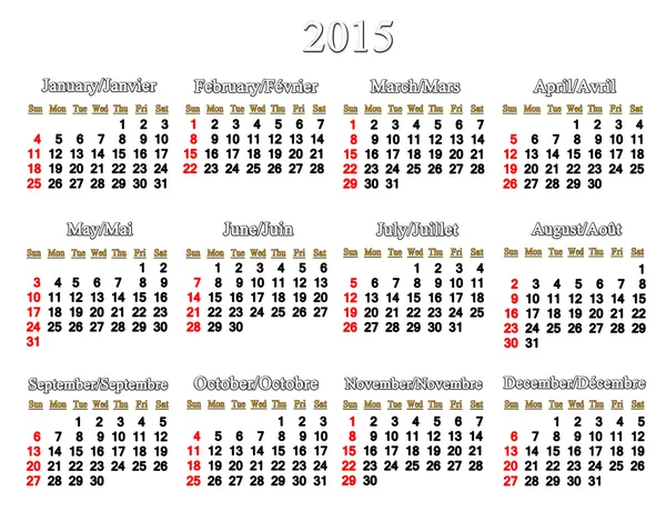 Bílý kalendář pro rok 2015 — Stock fotografie