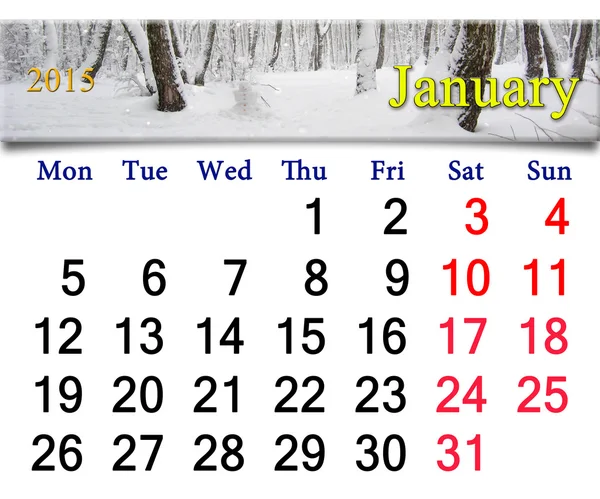 Calendar for the January of 2015 year — Stock Photo, Image