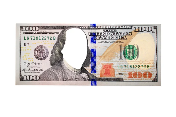 Billet de banque à cent dollars sans visage — Photo