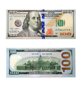 yüz Doları banka notları izole