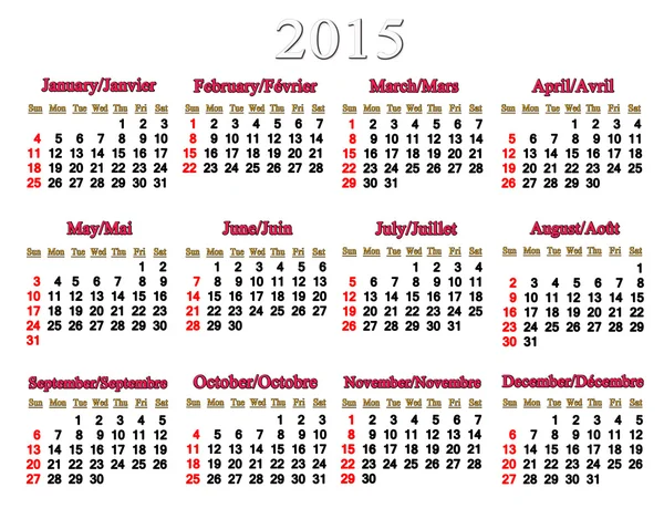 Usual calendar for 2015 year on the white — Stock Photo, Image