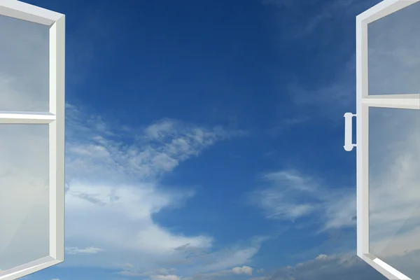 Janela aberta para o céu azul — Fotografia de Stock