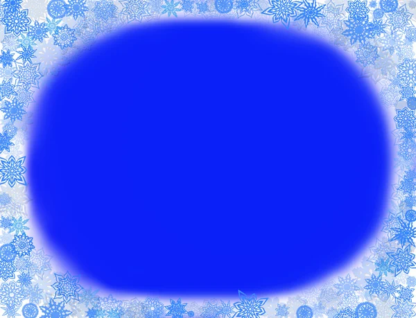 Licht blauw frame van sneeuwvlokken op blauw voor kerstkaart — Stockfoto