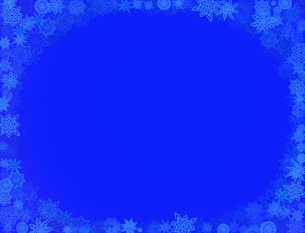 Blauw frame van sneeuwvlokken voor kerstkaart — Stockfoto
