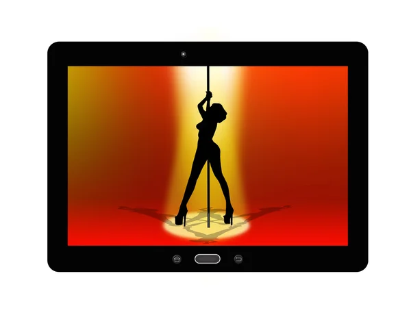 Zwarte tablet met strip-tease — Stockfoto