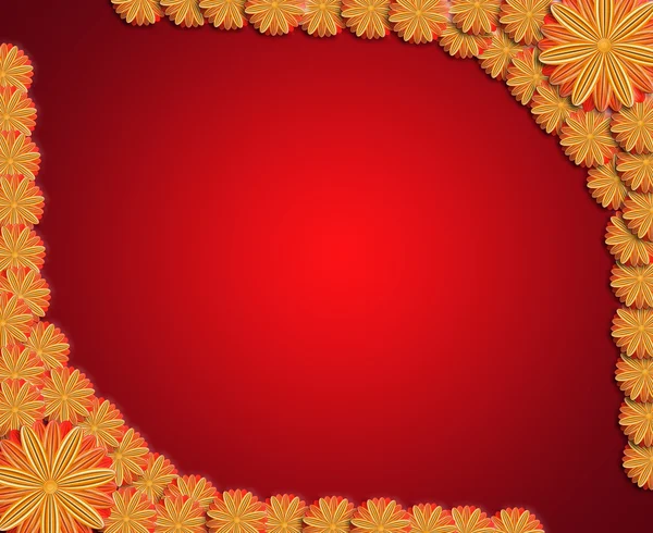 赤のスパーク リングの背景に花からフレーム — ストック写真