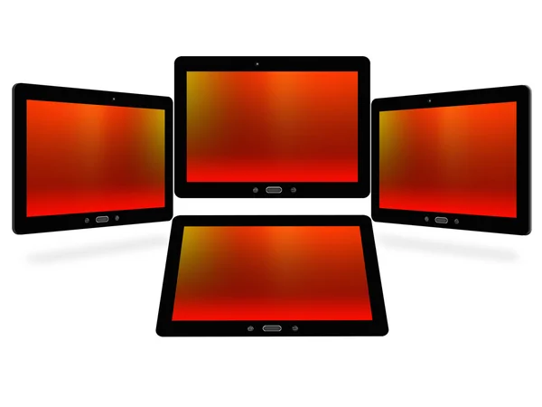 Tablet dengan gambar merah terisolasi pada warna putih — Stok Foto