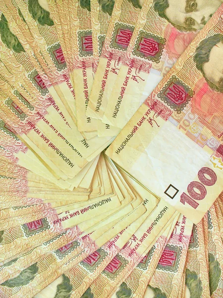 Tle ukraińskich pieniędzy — Zdjęcie stockowe