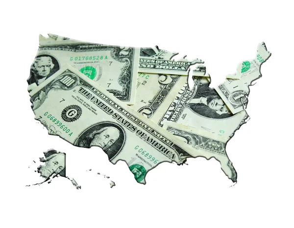Mapa de EUA feita a partir de dólares — Fotografia de Stock
