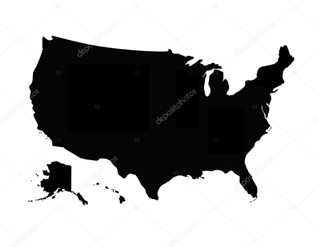black map of USA