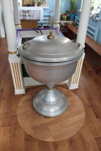 Beautiful Baptismal font using during christening — Stock Photo, Image