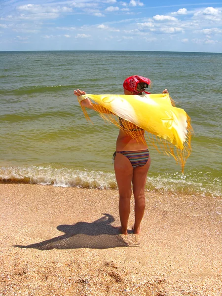 Το κορίτσι που στέκεται στην ακτή — Φωτογραφία Αρχείου