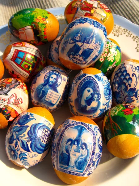 Nice Easter eggs with images — Stock Photo, Image