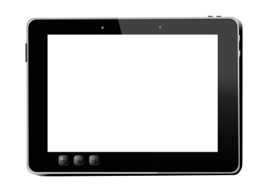 Siyah tablet beyaz arkaplanda izole edildi