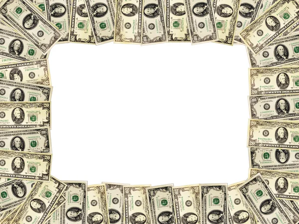 Frame from the dollars isolated on the white — Stock Photo, Image