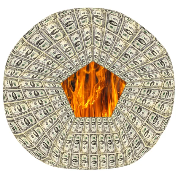 Ronde dollar patroon met vlam binnen — Stockfoto