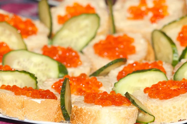 Sandwich with red caviar — Stock Photo, Image