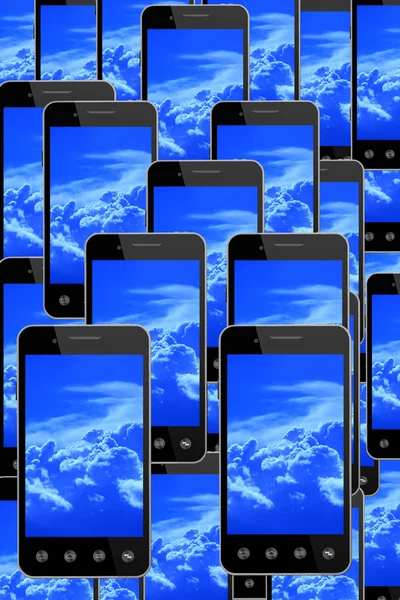 Smart telefonów z obrazu blue Sky — Zdjęcie stockowe