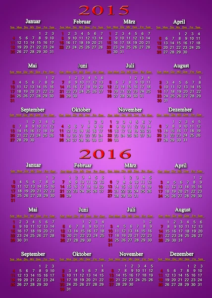 Calendario para 2015 - 2016 en alemán —  Fotos de Stock