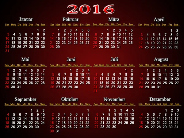 Ημερολόγιο για το 2016 στα γερμανικά σχετικά με κόκκινο κρασί — Φωτογραφία Αρχείου